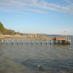 Pier and deck with boat slips, James River, James City County, Virginia