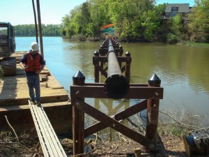 Government project by WEC: Waterline project using all synthetic materials, College Creek, James City County, Va. Pylons, stringers and pipe all environmentally friendly synthetic materials, thus no cca treatment leaching into the system.