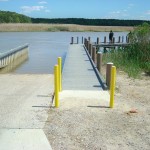 Lawnes Creek, Surrey County, Virginia - Boat ramp with synthetic tending piers and pilings