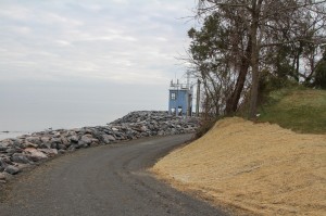 Government project by WEC: Breakwater with riprap revetment, road grading, and landscaping - Muses Beach, Naval Range Station, Potomac River, Virginia