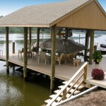 Residential boathouse, with 200' synthetic decking, boatlift, and slip