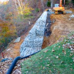 Gabion Basket Wall slope stabilization - during construction