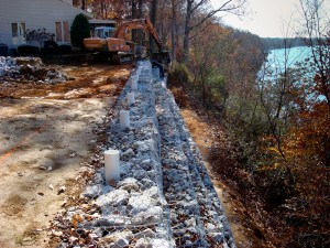 Gabion Basket Wall construction by WEC Marine - nearing completion