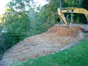 Slope stabilization project - Gabion basket wall - before