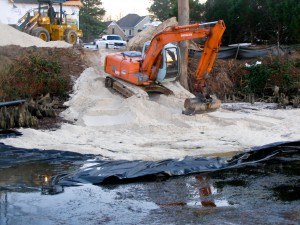 Beach creation, beach nourishment - during construction by WEC Marine. Private residence.