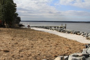 Shoreline stabilization project, riprap revetment - private residence, after - with dock